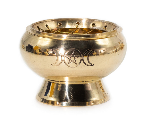 Charcoal Incense Jar - Triple Moon Pentagram