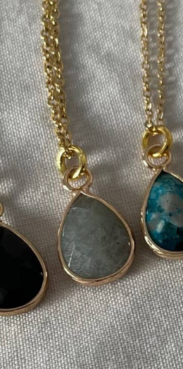 Dainty Drop Necklace: Labradorite