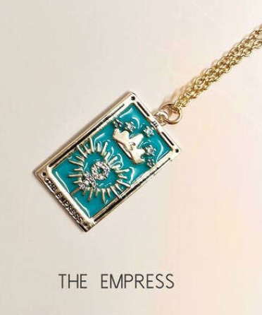Tarot Pendant Necklace Enamelled With Gemstones: The Empress