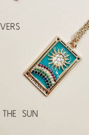 Tarot Pendant Necklace Enamelled With Gemstones: The Sun