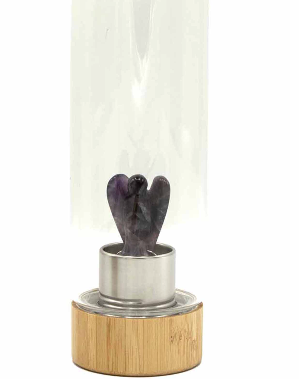 Crystal Infused Glass Water Bottle - Relaxing Amethyst - Angel