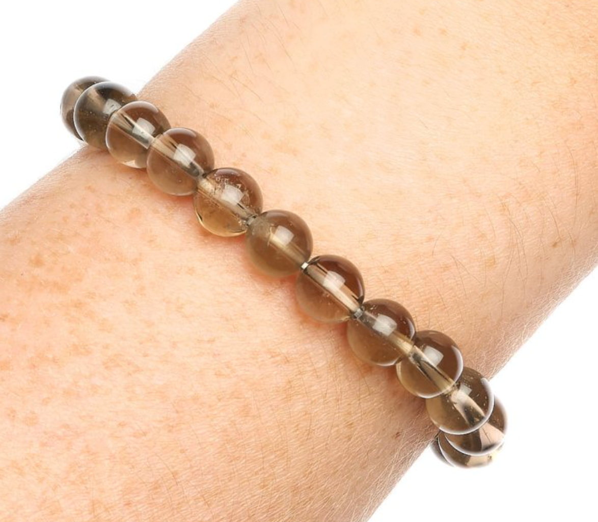 8mm Smoky Quartz Bead Bracelet
