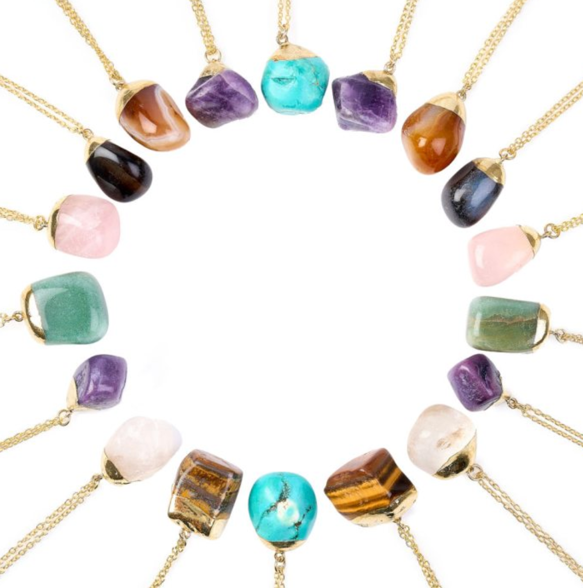 Gold Plated Tumblestone Necklace 18"