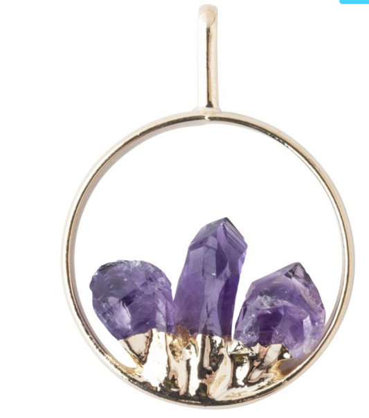 Amethyst Gold Plated Ring Pendant