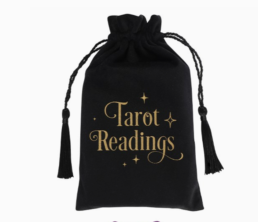 The Fortune Teller Black Drawstring Pouch - 'Tarot Readings'