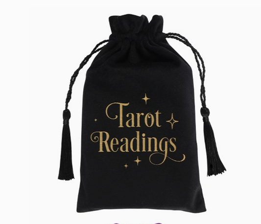 The Fortune Teller Black Drawstring Pouch - 'Tarot Readings'