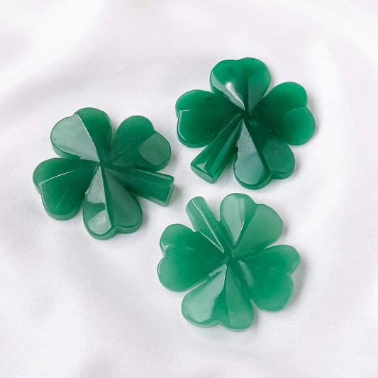 Aventurine Lucky Four Leaf Clover Carving