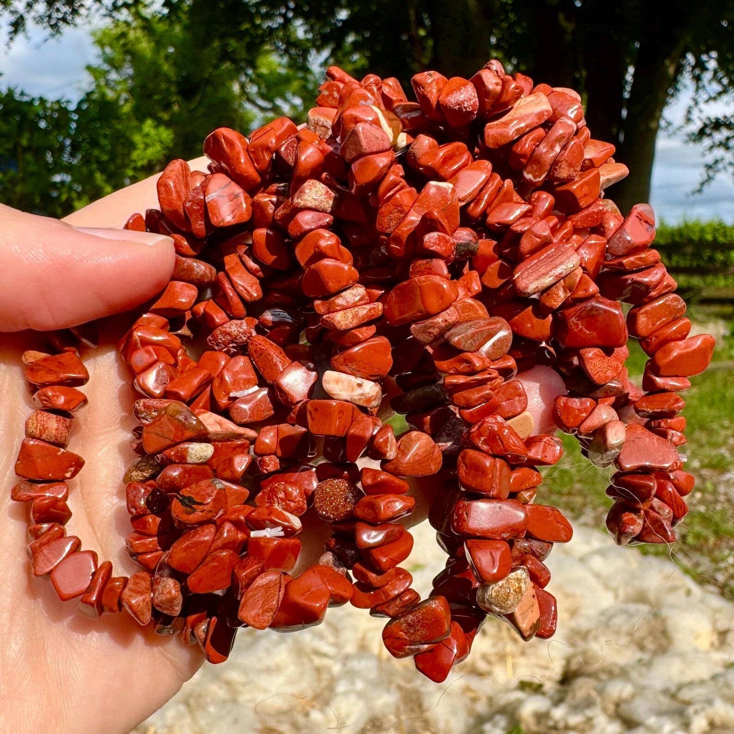 Red Jasper Crystal stretch bracelet
