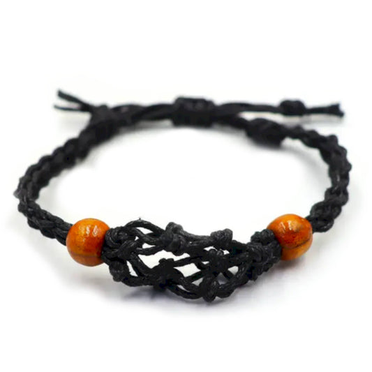 Macrame adjustable gemstone bracelet - Black