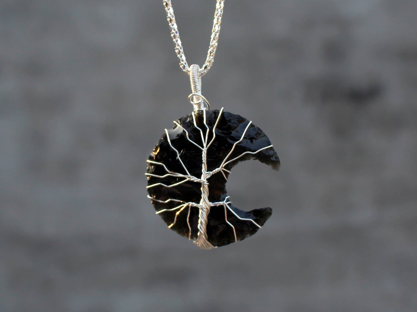 Black Obsidian Moon Necklace