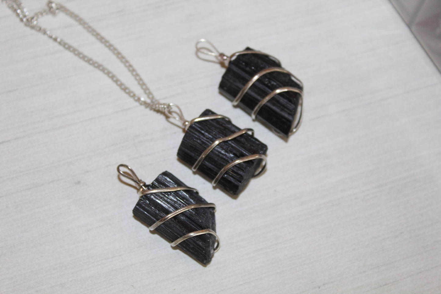 Raw Black Tourmaline Wire Wrapped Pendant