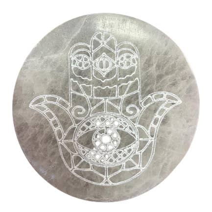 Selenite Crystal Charging Plate 10cm - Hamsa
