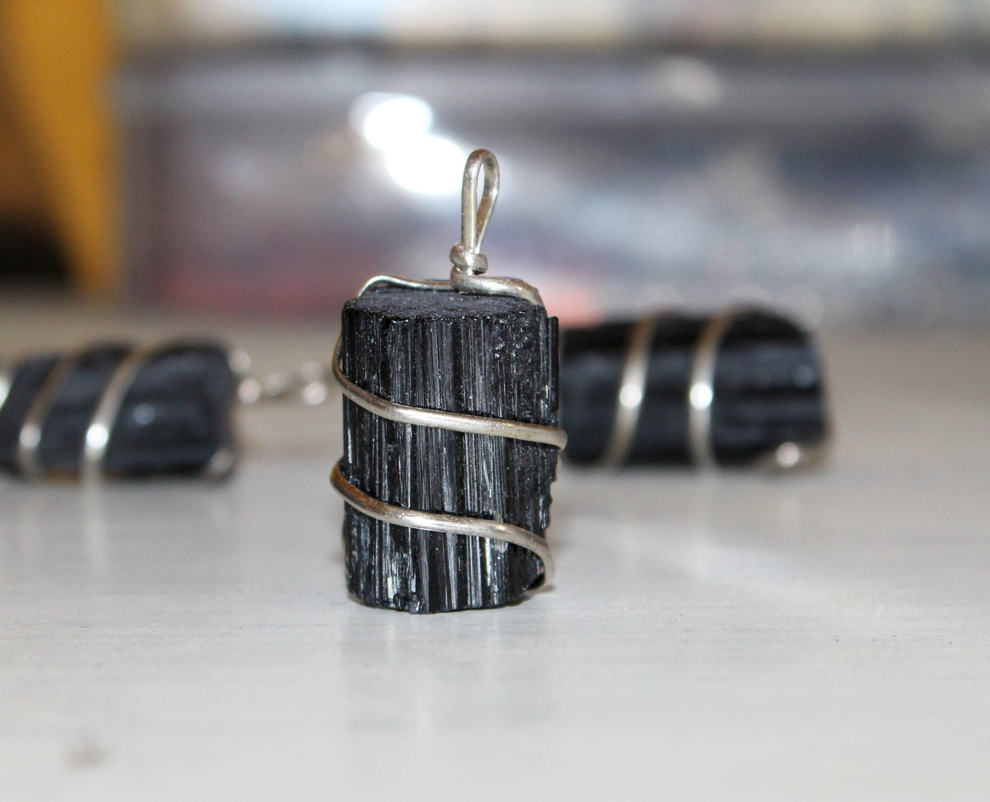 Raw Black Tourmaline Wire Wrapped Pendant