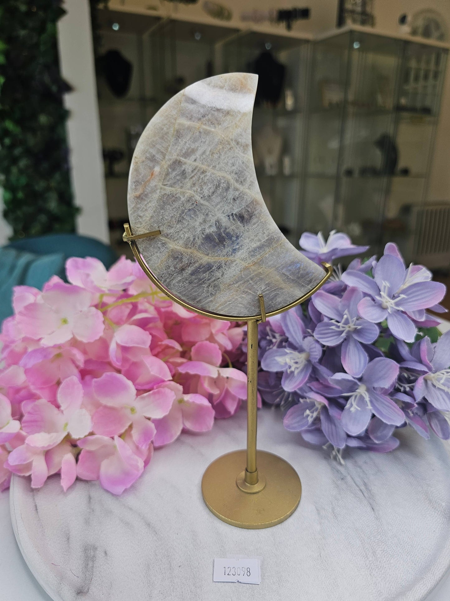 Moonstone Moon on Stand