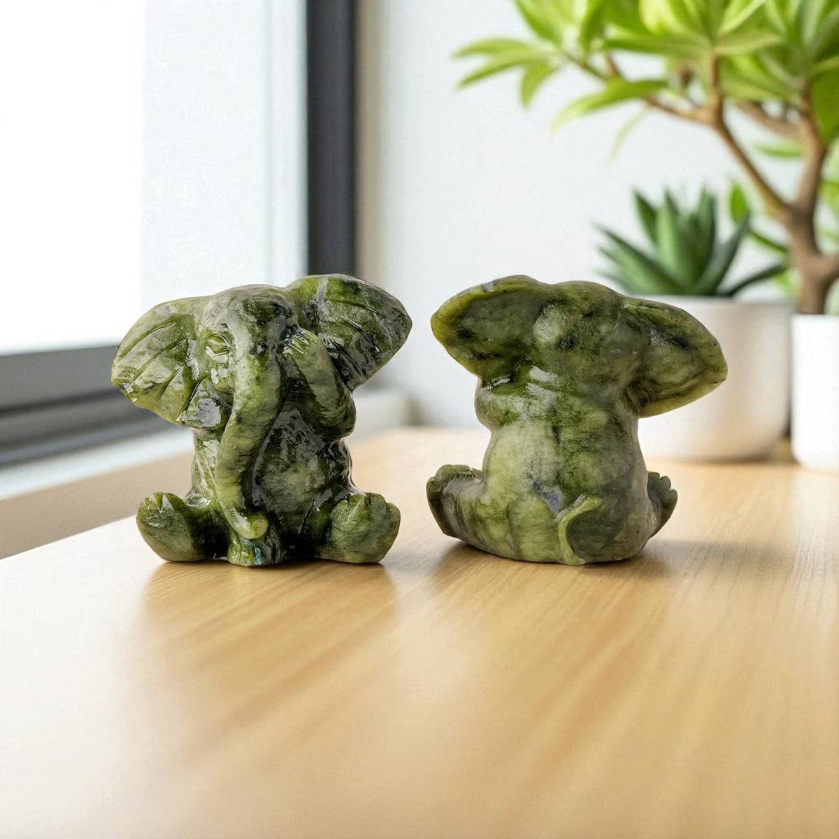 Green Jade Elephant Crystal carving