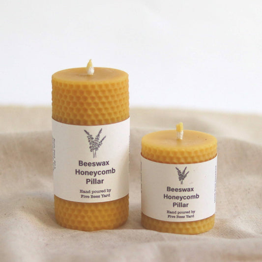 Honeycomb Beeswax Pillar Candle- Large (10cm h)