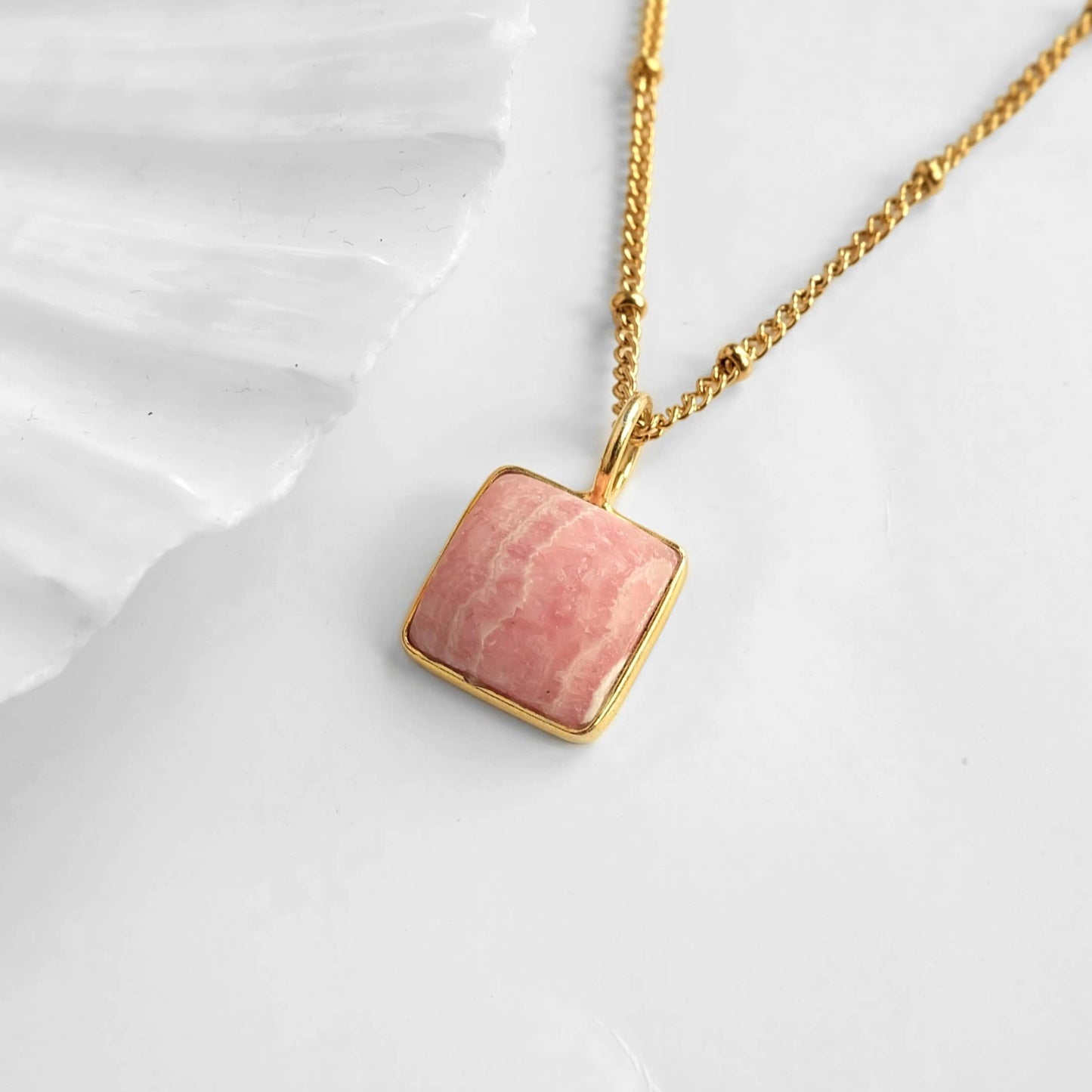 Rhodochrosite Pink Gemstone Necklace