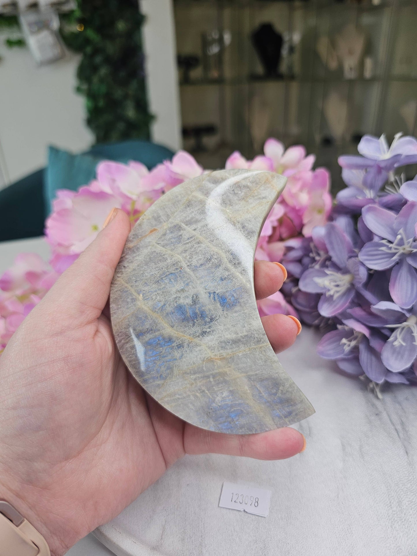 Moonstone Moon on Stand