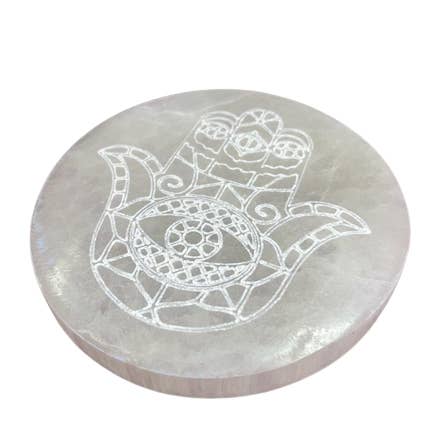 Selenite Crystal Charging Plate 10cm - Hamsa