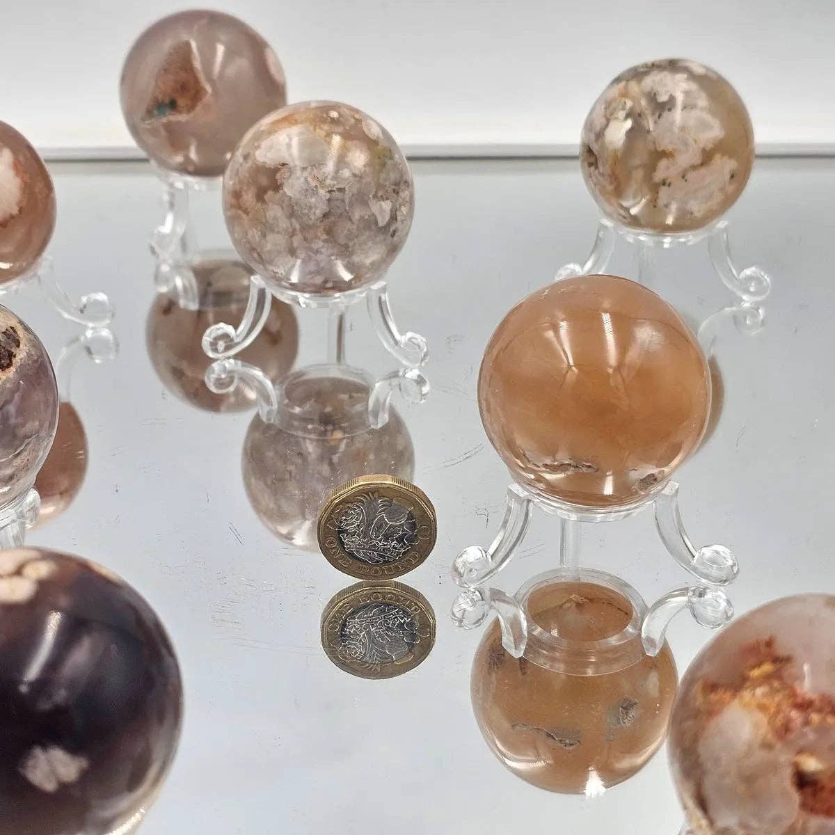 Small Flower Agate Crystal Spheres